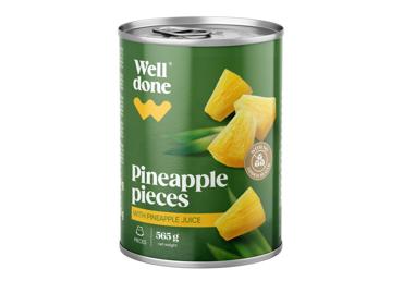 Ananasų gabalėliai sirupe WELL DONE, 340 g