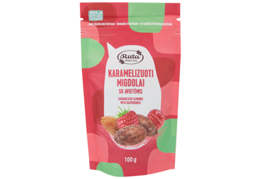 Caramelized almonds with raspberries, 100 g