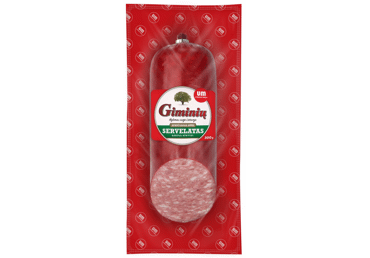 Hot smoked GIMINIŲ sausage, sliced, a. r., 300 g