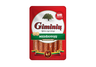 Горячекопченые охотничьи колбасы GIMINIŲ, a. r., 250 г