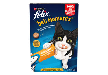 Tasty liquid snacks for cats “FELIX® Deli Moments™” with chicken, 4 x 10 g pouches