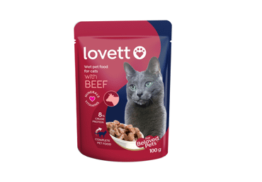 Konservuotas kačių ėdalas LOVETT su jautiena, 100 g, 100 g