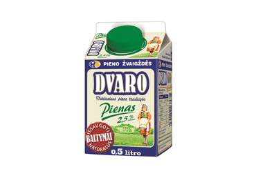 Pienas DVARO, 2,5 % rieb., pasterizuotas, 500 ml