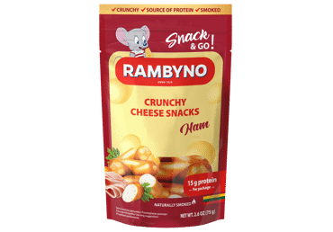 Melted smoked cheese snack with ham RAMBYNO, 45% fat, 75 g