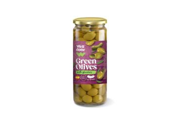 Зеленые оливки, фаршированные корнишонами WELL DONE, 340 g