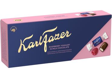 Saldainiai KARL FAZER su avietinio jogurto skonio įdaru, 250 g