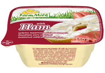 Lydytas tepamasis sūris FARM MILK su kumpiu, 150 g