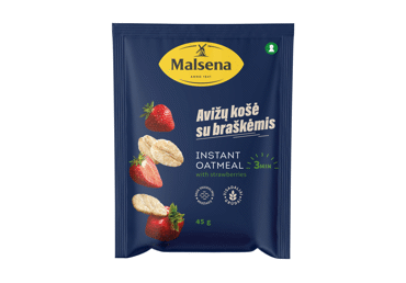 Greitai paruošiama avižinė košė MALSENA (su braškėmis), 45 g
