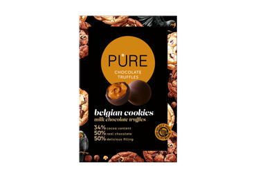 Трюфели из молочного шоколада PURE CHOCOLATE с начинкой из крема с печеньем, 148 г