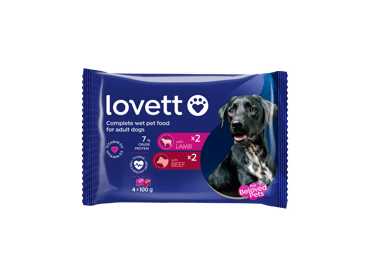 Konservuotas šunų ėdalas LOVETT su aviena ir jautiena, 400 g