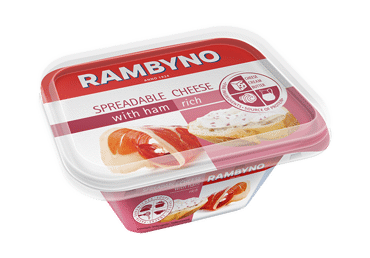 RAMBYNO tepamasis sūrelis su kumpiu, 50 % rieb. s. m., 175 g