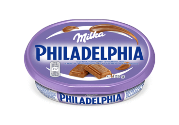 Tepamasis sūris PHILADELPHIA MILKA su šokoladu, 13 % rieb., 175 g