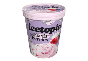 Grietininiai ledai ICETOPIA su liofilizuotomis miško uogomis, sėklomis, kefyro skonio, 310 g