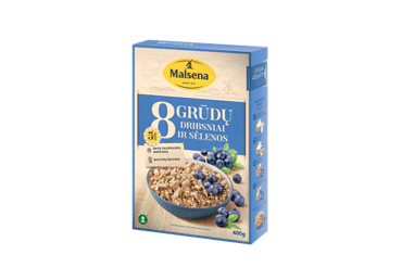 Aštuonių grūdų dribsniai MALSENA su sėlenomis, 400 g