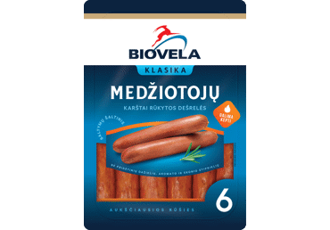 Karštai rūkytos BIOVELOS MEDŽIOTOJŲ dešrelės, A. r., 250 g