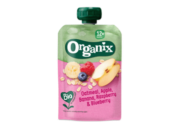 Organic oat porridge ORGANIX with apples, bananas, raspberries, from 12 months, 100 g