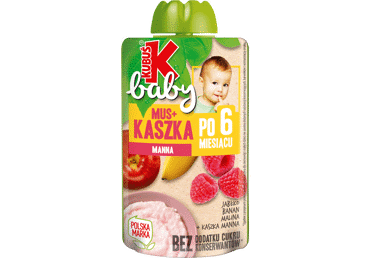 Яблочно-бананово-малиновое пюре с манной крупой с 6 месяцев, KUBUŠ baby, 100 г