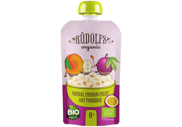 Ekologiška avižinė košė RŪDOLFS su mangais, pasiflorais, 6+ mėn., 110 g