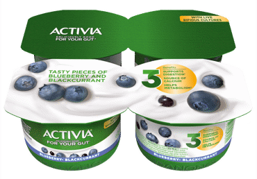 Jogurtas su mėlynėmis ACTIVIA, 4 x 120 g, 3 % rieb., 480 g