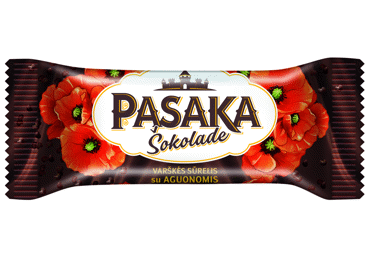 Šokoladu glaistytas varškės sūrelis PASAKA su aguonomis, 22%, 40 g