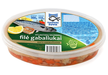 Kepti atlantinių skumbrių filė gabaliukai drebučiuose, 300 g