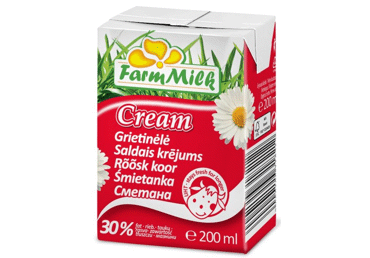 UAT grietinėlė FARM MILK, 30 % rieb., 200 ml