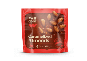 Karamelizuoti migdolai WELL DONE, 150 g