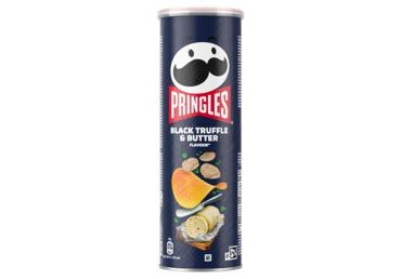 Traškus užkandis PRINGLES, juodųjų trumų, sviesto sk., 165 g