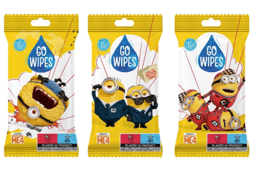 Wet antibacterial wipes GO WIPES MINIONS, 15 pcs., 15 pcs.