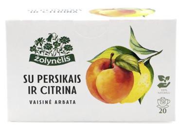 Vaisinė arbata ŽOLYNĖLIS su persikais ir citrinomis, 20 vnt.