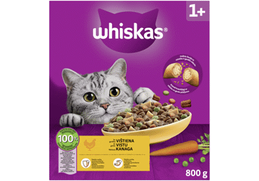 Sausas kačių ėdalas WHISKAS su vištiena 800G
