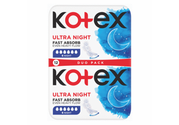 Higieniniai paketai KOTEX ULTRA OVERNIGHT (naktiniai), 12 vnt.