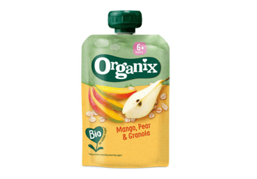 Mangų, kriaušių tyrelė ORGANIX su granola nuo 6 mėn., 100g