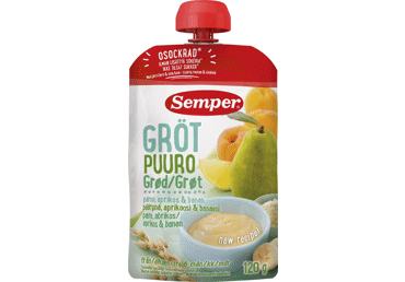 Ready-to-eat porridge SEMPER with pear and apricots, from 6 months, 120 g
