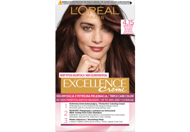 L'Oreal Paris Excellence Creme ilgalaikiai plaukų dažai su trejopa plaukų priežiūra, 4.15