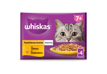 Konserv. vyresnių kačių ėdalas WHISKAS su paukštiena, 4x85 g, 340 g