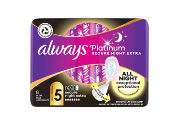 Higieniniai paketai ALWAYS Platinum Extra Secure Night, S5, 8 vnt.