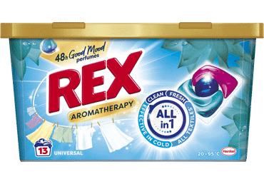 Skalbiamosios kapsulės REX POWER CAPS AROMATHERAPY WHITE, 13 vnt.