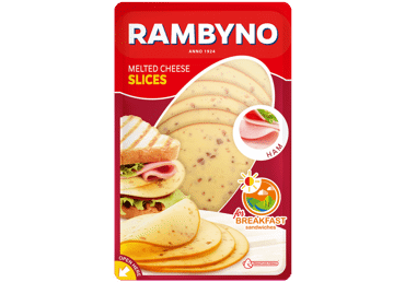 Lydytas RAMBYNO sūris su kumpiu (riekelės), 45 % rieb. s. m., 150 g
