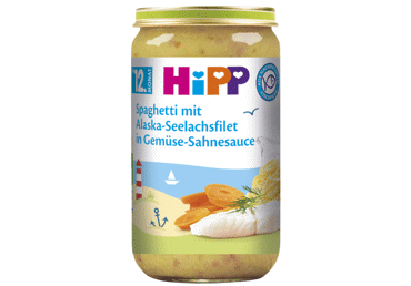 Puree "Spaghetti with sea fish and sauce" from 12 months.