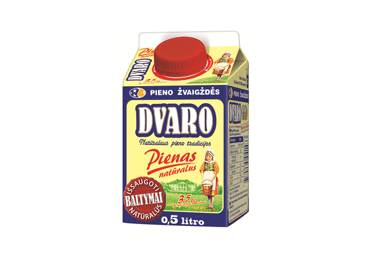 Pienas DVARO, ne mažiau kaip 3,5 % rieb., pasterizuotas, 500 ml