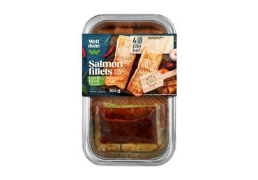 Šv.atl.lašišų filė su oda,2 marinat.WELL DONE(L.Salmo salar), 564 g