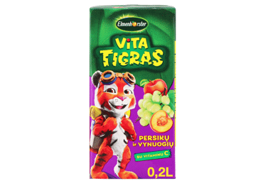 Gaivusis persikų ir vynuogių sulčių gėrimas VITATIGRAS, 200 ml