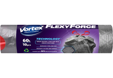 Šiukšlių maišai VORTEX FLEXY DRAWSTR, 60 l, 10 vnt.