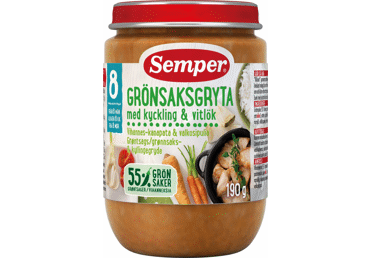 Овощное и куриное рагу SEMPER с чесноком, с 8 месяцев, 190 г