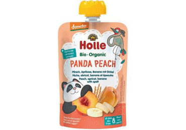 Organic peach, apricot, banana puree HOLLE PANDA PEACH 8+ months, 100 g