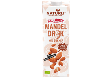 Ekologiškas migdolų gėrimas NATURLI' be pridėtų cukrų, 1 l