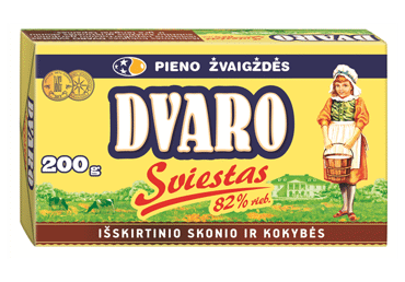 Saldžios grietinėlės DVARO sviestas, 82 % rieb., 200 g
