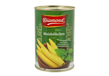Canned Young Corn Cobs DIAMOND in Brine, 425 g