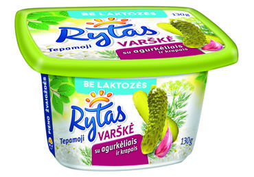 Tepamoji varškė be laktozės RYTAS 15% rieb. su agurkais ir krapais, 130g